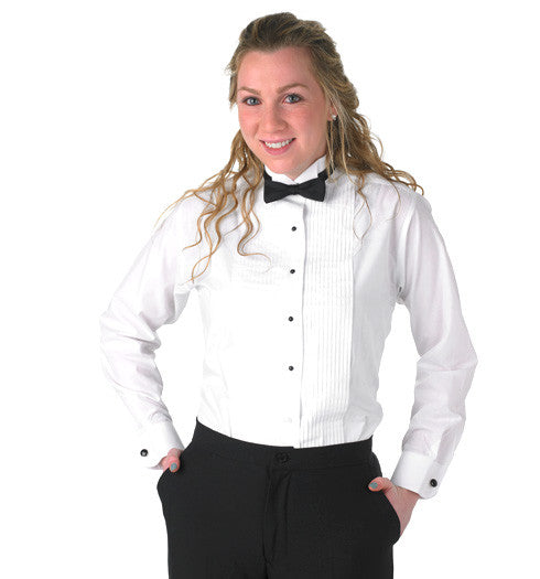 Women's Long Sleeve Tux Shirt - White